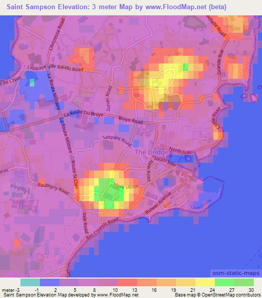 Saint Sampson,Guernsey Elevation Map