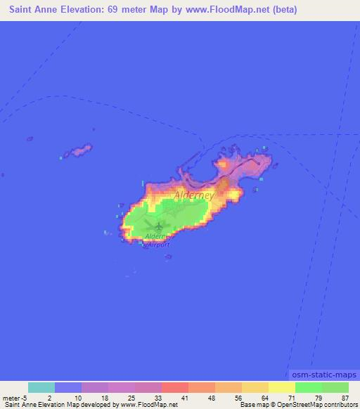 Elevation of Saint Anne,Guernsey Elevation Map, Topography, Contour