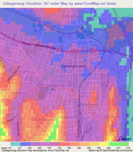 Zalaegerszeg,Hungary Elevation Map