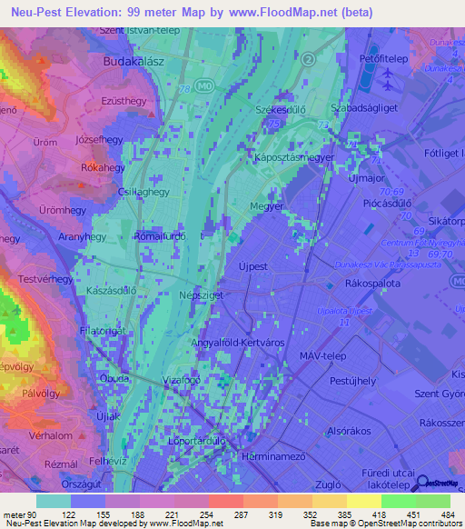 Neu-Pest,Hungary Elevation Map