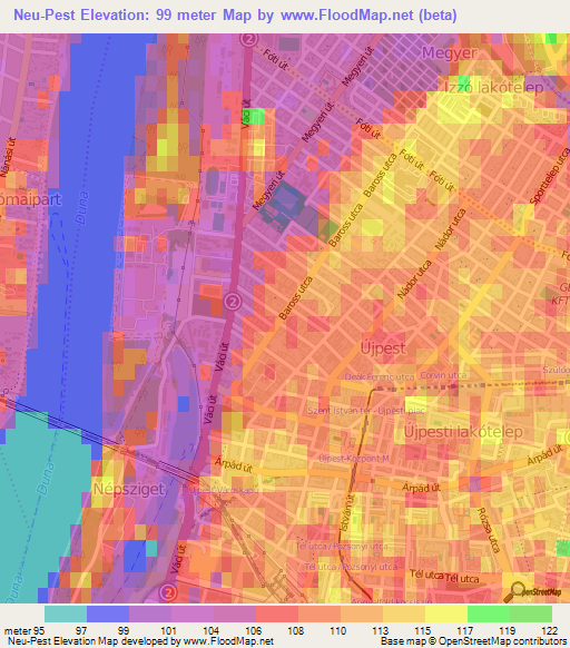 Neu-Pest,Hungary Elevation Map