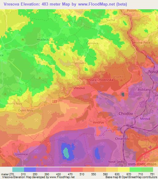 Elevation Of Vresova Czech Republic Elevation Map Topography Contour