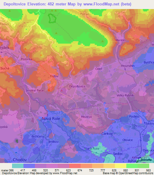 Elevation Of Depoltovice Czech Republic Elevation Map Topography Contour