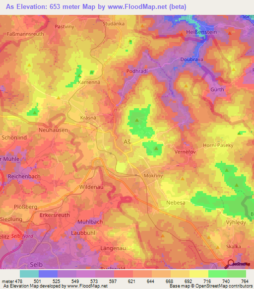 As,Czech Republic Elevation Map