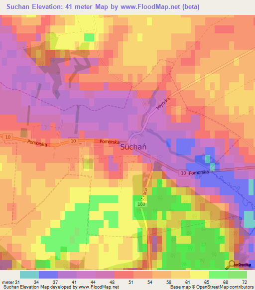 Suchan,Poland Elevation Map