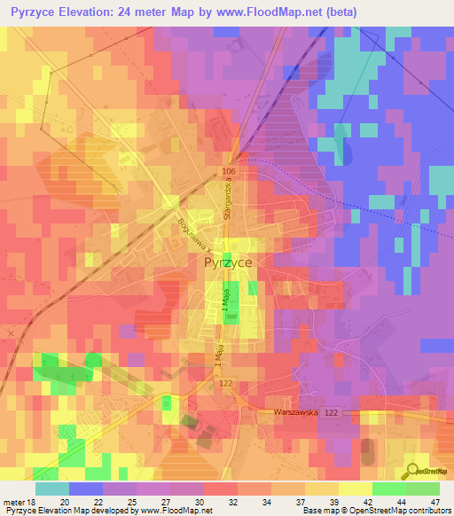 Pyrzyce,Poland Elevation Map