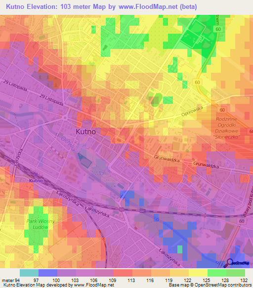 Kutno,Poland Elevation Map