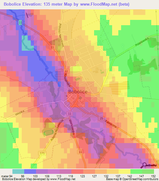 Bobolice,Poland Elevation Map