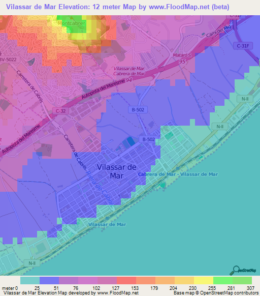 Elevation of Vilassar de Mar,Spain Elevation Map, Topography, Contour