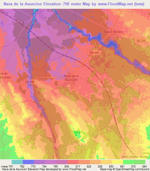 Elevation of Nava de la Asuncion,Spain Elevation Map, Topography, Contour