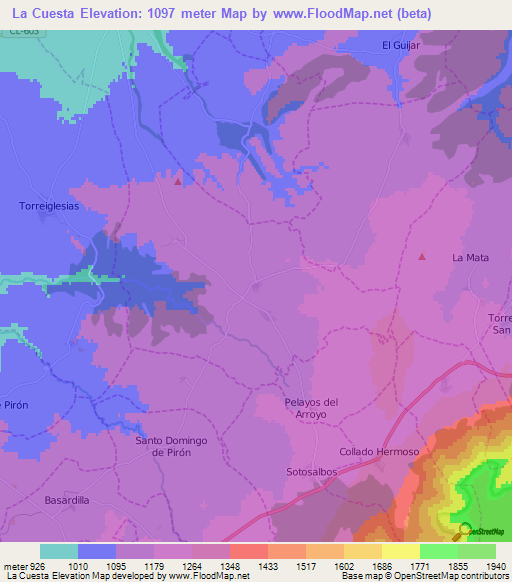 La Cuesta,Spain Elevation Map