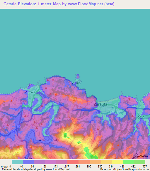 Getaria,Spain Elevation Map