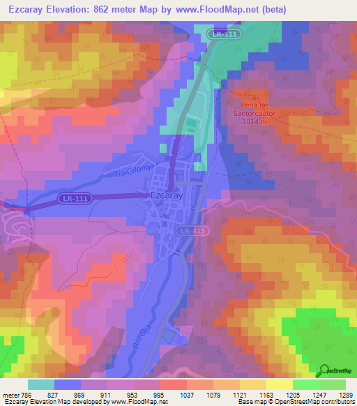 Ezcaray,Spain Elevation Map