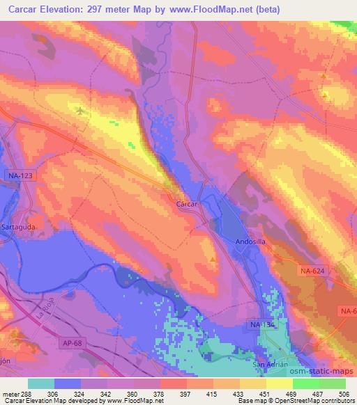 Carcar,Spain Elevation Map