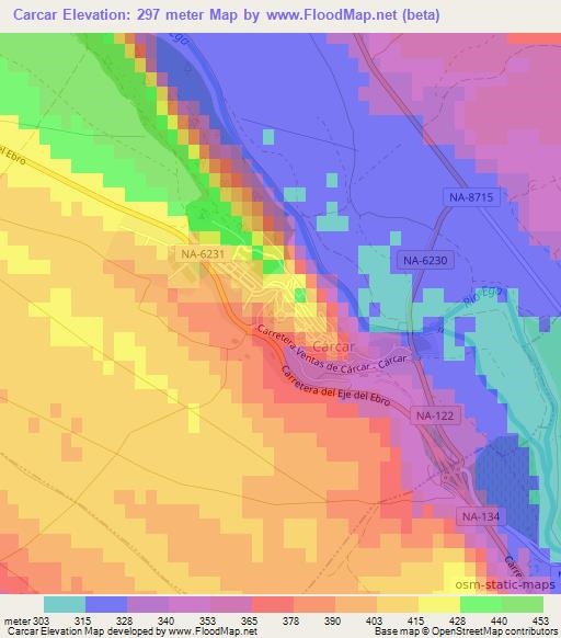 Carcar,Spain Elevation Map