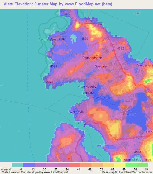 Viste,Norway Elevation Map