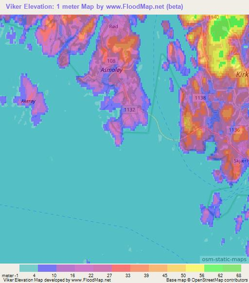 Viker,Norway Elevation Map