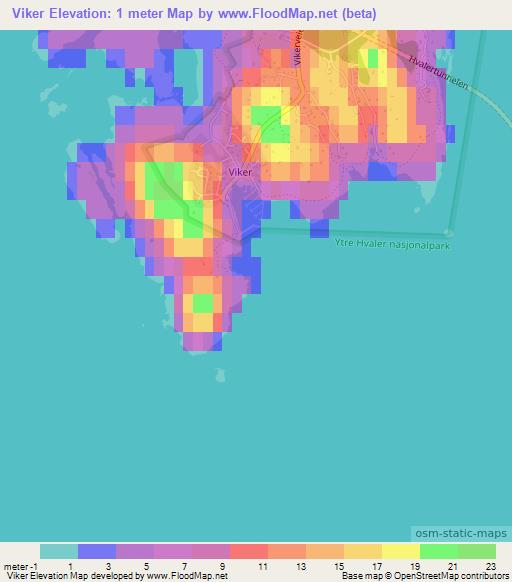 Viker,Norway Elevation Map