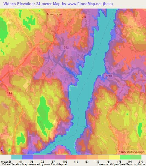 Vidnes,Norway Elevation Map