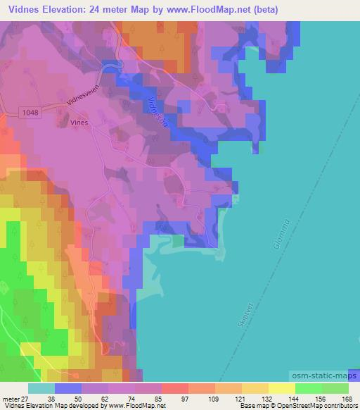 Vidnes,Norway Elevation Map