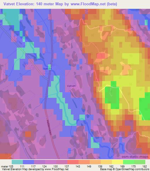 Vatvet,Norway Elevation Map