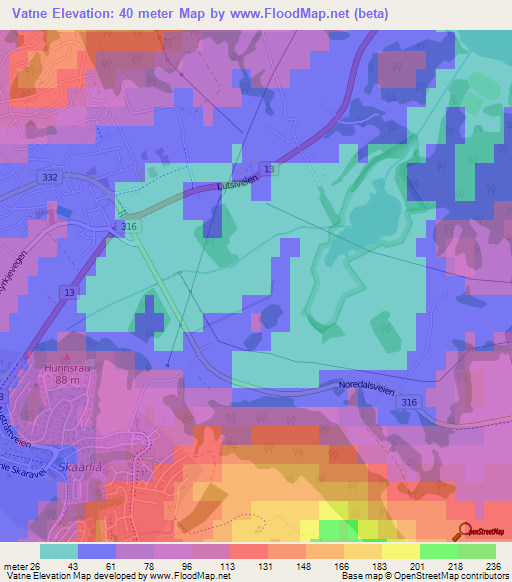 Vatne,Norway Elevation Map