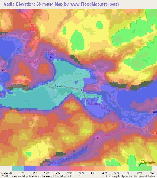 Vadla,Norway Elevation Map