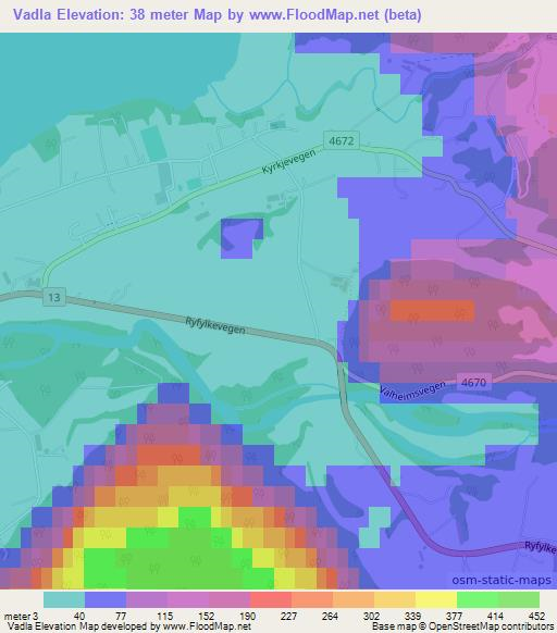 Vadla,Norway Elevation Map