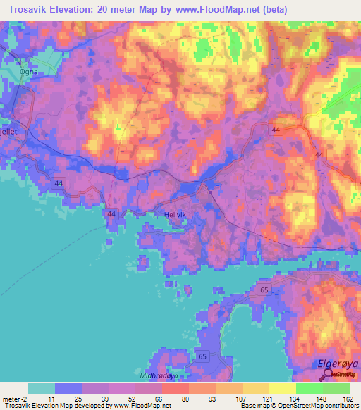 Trosavik,Norway Elevation Map