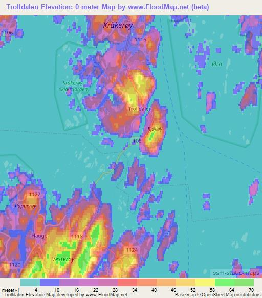 Trolldalen,Norway Elevation Map