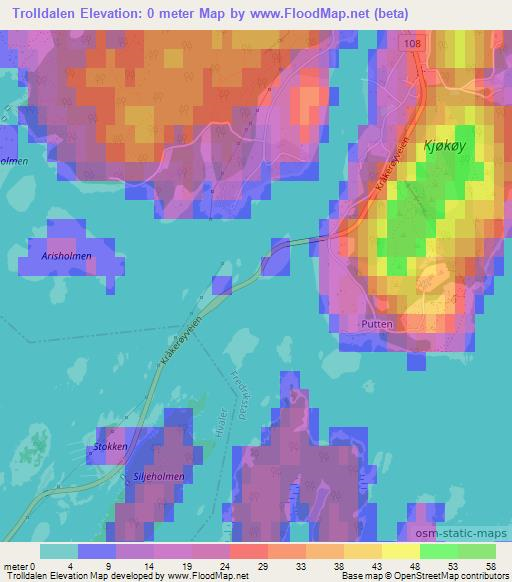 Trolldalen,Norway Elevation Map