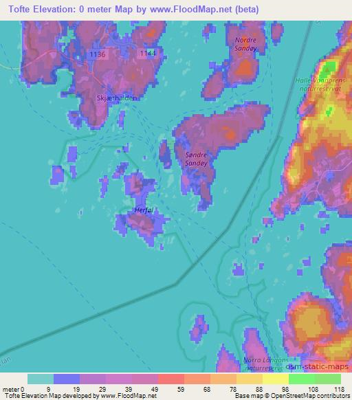 Tofte,Norway Elevation Map