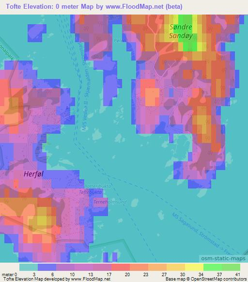 Tofte,Norway Elevation Map