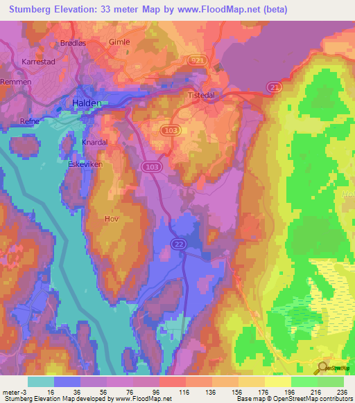 Stumberg,Norway Elevation Map