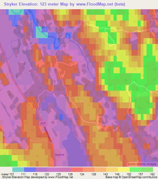 Stryker,Norway Elevation Map