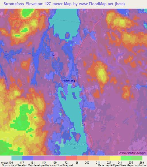 Stromsfoss,Norway Elevation Map