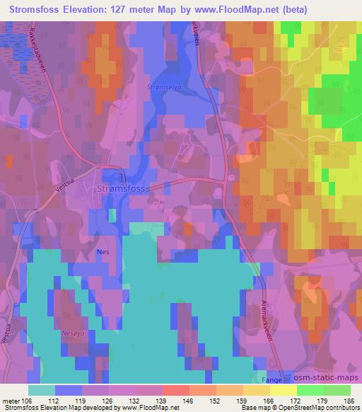 Stromsfoss,Norway Elevation Map