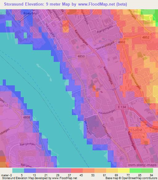 Storasund,Norway Elevation Map