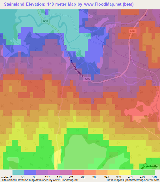 Steinsland,Norway Elevation Map