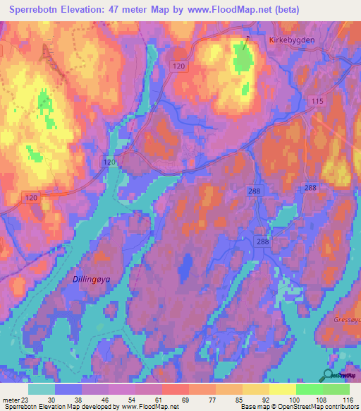 Sperrebotn,Norway Elevation Map