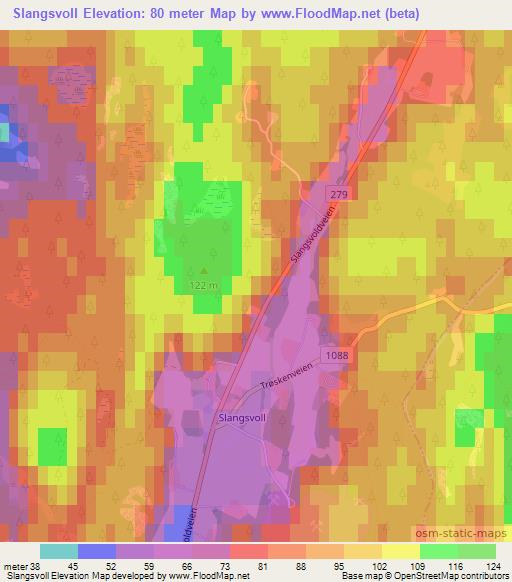 Slangsvoll,Norway Elevation Map