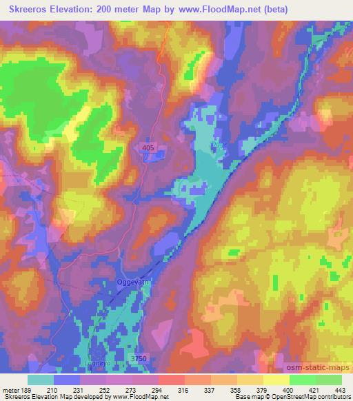 Skreeros,Norway Elevation Map