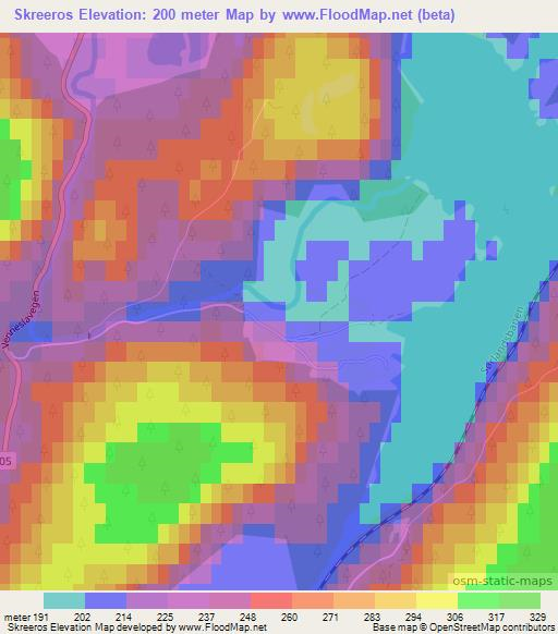 Skreeros,Norway Elevation Map