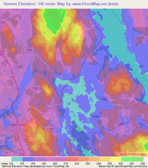 Sentvet,Norway Elevation Map