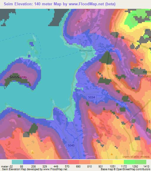 Elevation of Seim,Norway Elevation Map, Topography, Contour