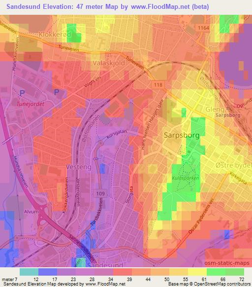 Sandesund,Norway Elevation Map