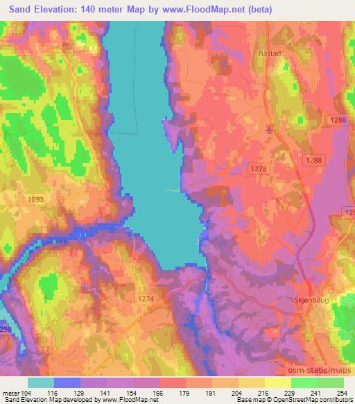 Sand,Norway Elevation Map