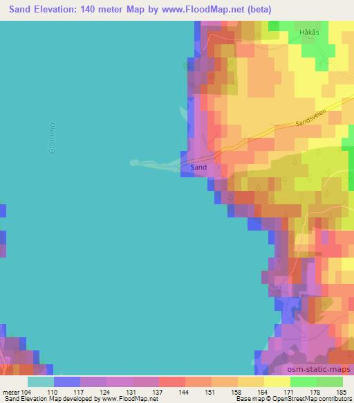 Sand,Norway Elevation Map