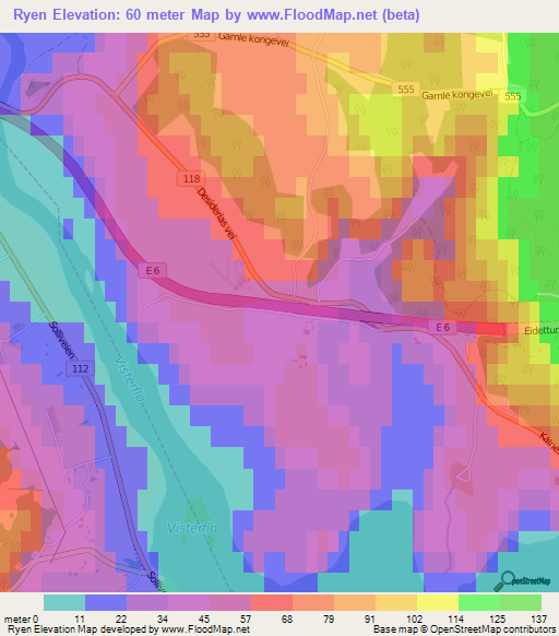 Ryen,Norway Elevation Map