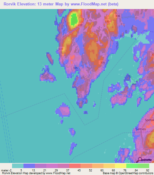 Rorvik,Norway Elevation Map